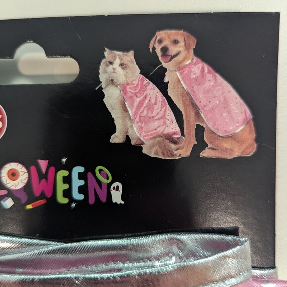 Vibrant Life Small Dog or Cat Pink with Silver Stars Costume Cape - Size XS/S - Picture 3 of 3
